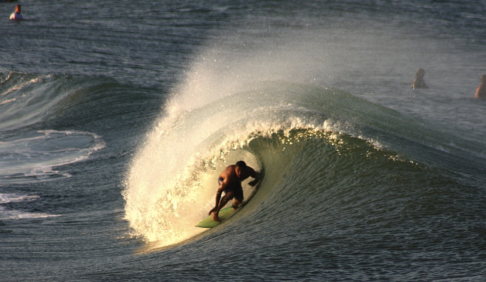 Matt Beacham playing peekaboo in a fun Nags Head peeler.  Photo: Mickey McCarthy.